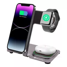 Base Carregadora Dock Station Apple Watch Airpod iPhone Cor Preto