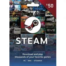 Tarjeta Steam Gift Card Digital Usa 50 Usd