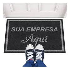 Tapete Capacho 200x60 Personalizado Com Logomarca Empresa Cor Preto Desenho Do Tecido Trama Vinílica 13mm Emborrachado Antiderrapante