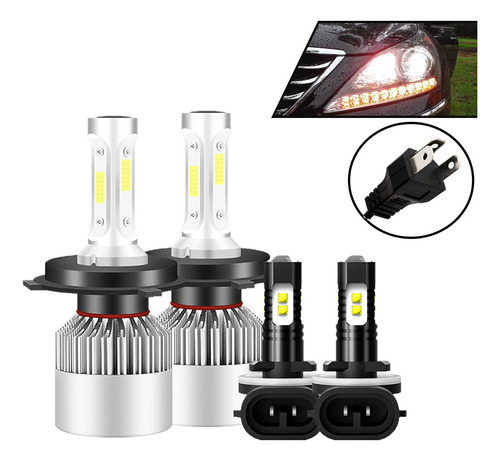 Kit Faros Led 8000lm Luz Alta Y Baja/niebla Para Hyundai