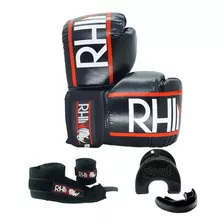 Kit Boxe Rhino - Luva Bandagem Protetor Bucal Moldável 