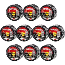 Kit 10 Fitas Isolante Imperial 3m 18mm X 5 Metros Preta Slim Cor Preto Liso