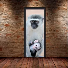 Vinilo Para Puerta Mono Monkey Animal Naturaleza Simio M3