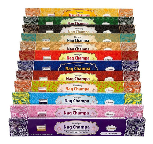 Incenso Massala Nag Champa Darshan Mix 12 Aromas Deliciosos