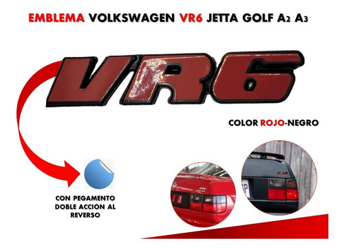 Emblema Para Cajuela Volkswagen Vr6 Jetta Golf A2 A3 Rojo Foto 2