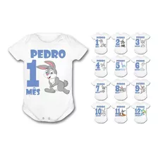 Kit Body Mesversario Completo C/ 12 Meses Bebe Coelho R2197