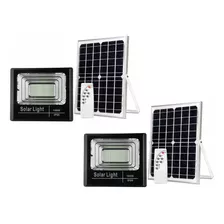 Kit Refletor Holofote Leds 100w Painel Placa Solar Completo