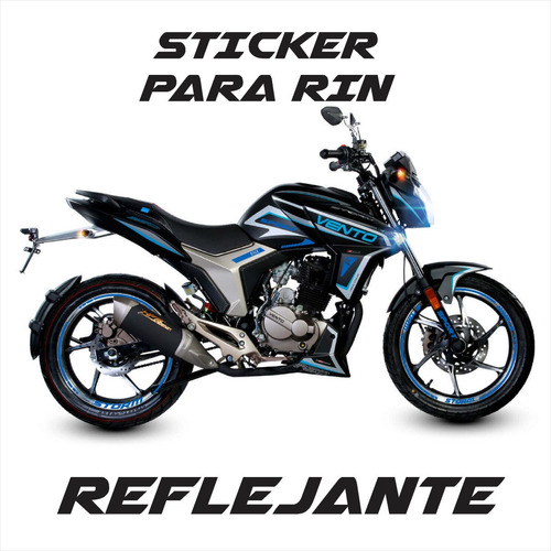 Kit Stickers Rin  Reflejantes Vento Storm 250 Azul  + Regalo Foto 2