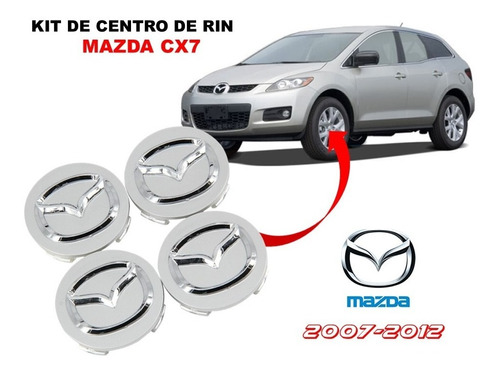 Kit De 4 Centros De Rin Cromados Mazda Cx7 2007-2012 56 Mm Foto 2