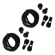 Cadarço Elastico Tenis C/ Regulador Sem Amarrar 110cm Kit 2 Cor Preto