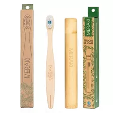 Kit Viajero. Cepillo Meraki/porta Cepillo Bambu-ecofriendly