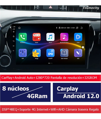 Auto Radio Estreo Android Gps Para Toyota Hilux 2016-2022 Foto 2