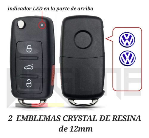 2 Emblemas Vw Crystal 12mm Control Jetta Golf Vento Clasico Foto 4