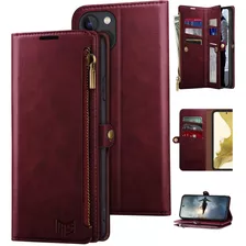 Funda Suanpot Para iPhone 14 Plus Leather Wallet Wine