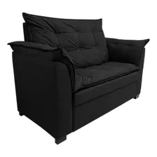 Sofá Namoradeira Dandara 2 Lug Decor Alice Para Sala Suede Cor Preto Desenho Do Tecido Liso