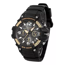 Relógio Casio Masculino Cronógrafo Mcw-100h 9a2 Gold Wr100