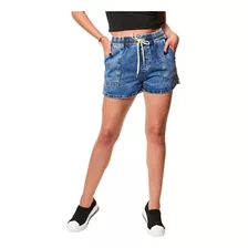 Short Jeans Feminino Com Cordão E Elástico Sawary 