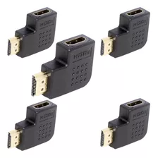 Adaptador Hdmi Em L Macho X Fêmea 90 Graus - Kit 5 Unidades