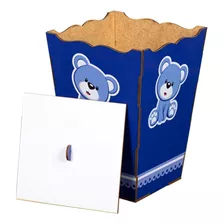 Kit De Cuidado Para Bebês Lopes Mdf Kit Bebê Urso Azul Adesivado Azul Urso - X 8