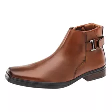 Botin De Vestir Casual Lugo Conti Cafe En Piel Con Hebilla