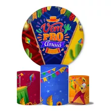 Trio Capas Cilindros + Painel Temas Festa Junina Veste Fácil