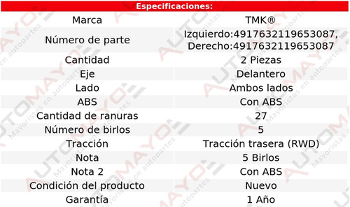 2) Mazas Delanteras Con Abs Tmk Q70 V8 5.6l 2014-2019 Foto 2