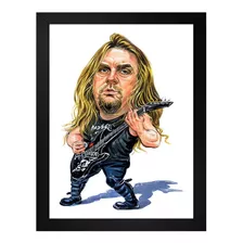 Quadro Jeff Hanneman Caricatura Tamanho 35x25 Com Vidro 