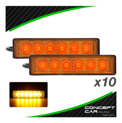 10 Par Faros Barra 6 Led Auxiliar Fija Y Estrobo Auto Moto F Foto 3