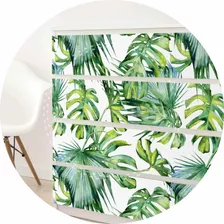 Vinilo Decorativo Para Muebles - Hoja Tropicales Pared Verde