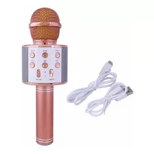 Microfone Sem Fio Bluetooth Usb Tf Karaokê Youtuber Reporter Cor Rosa