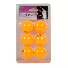 Pack Pelotas 6 Unid Naranja. Ping Pong 3 Estrellas Sensei