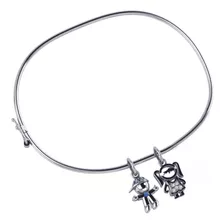 Pulseira Bracelete Rígido Prata 925- Pingentes Menina Menino