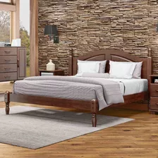 Cama Casal Café Colchão 1,38x1,88cm Madeira Maciça Pinus