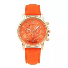 Reloj Importado Mujer Marca Geneva Color Naranjo