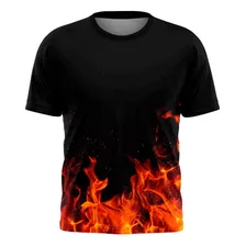 Camisa Camiseta Masculina Estampa Fogo Fire Corante New