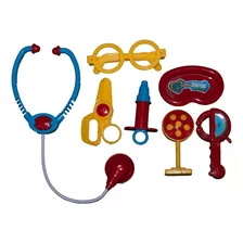 Kit Medico Enfermeiro Infantil 8pçs Super Completo Divertido Cor Azul