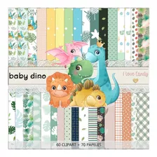 Kit Digital Papeles + Clipart Dinos Bebes