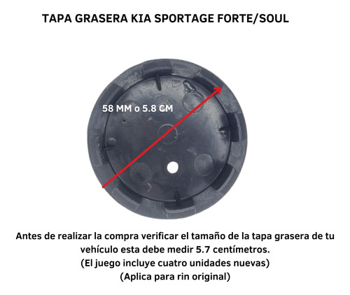 Tapa Centro Rin Copa Kia Sportage Forte Soul Juego X4  Foto 3