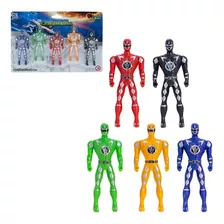 Kit 5 Bonecos Guerreiros Rangers Coloridos Super Herois