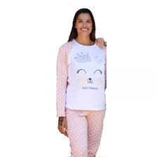 Pijama Corona Lunares Invierno Algodon Mujer Florcitas 24606