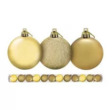 Kit 15 Bolinhas De Natal Dourada 3cm Mista Fosca Gliter Lisa Cor Dourado