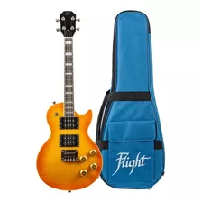 Flight Centurion Ukulele Electrico Vintage Burst Les Paul Color Naranja Orientación De La Mano Diestro