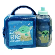 Lonchera Infantil Con Botella Cilindro De Plástico Color Baby Yoda Personajes