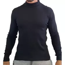 Camiseta Masculina Gola Alta Canelada Inverno Manga Longa