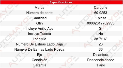 1-flecha Homocinetica Delantera Volvo S60 2.4l L5 08-09 Foto 4