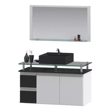 Conjunto Gabinete Banheiro Diamante 80cm + Espelheira + Cuba