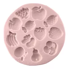 Forma Molde Silicone Biscuit Mini Frutas 12 Cav