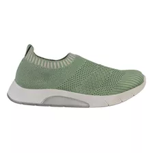 Tênis Casual Calce Fácil Feminino Knit Verde - 7378.110