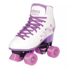 Patins Fenix 4 Rodas Roller Skate Ajustável Branco Fenix