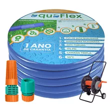 Mangueira De Jardim Aquaflex Azul 100metro + Carrrinho